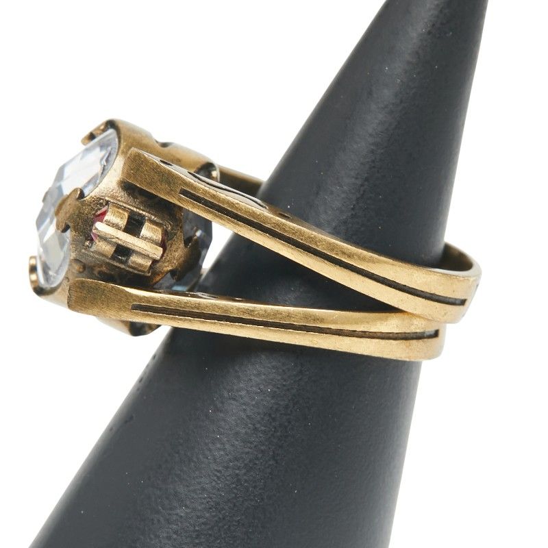 Dior Ring m Gold Red Plated Rhinestone — view 4