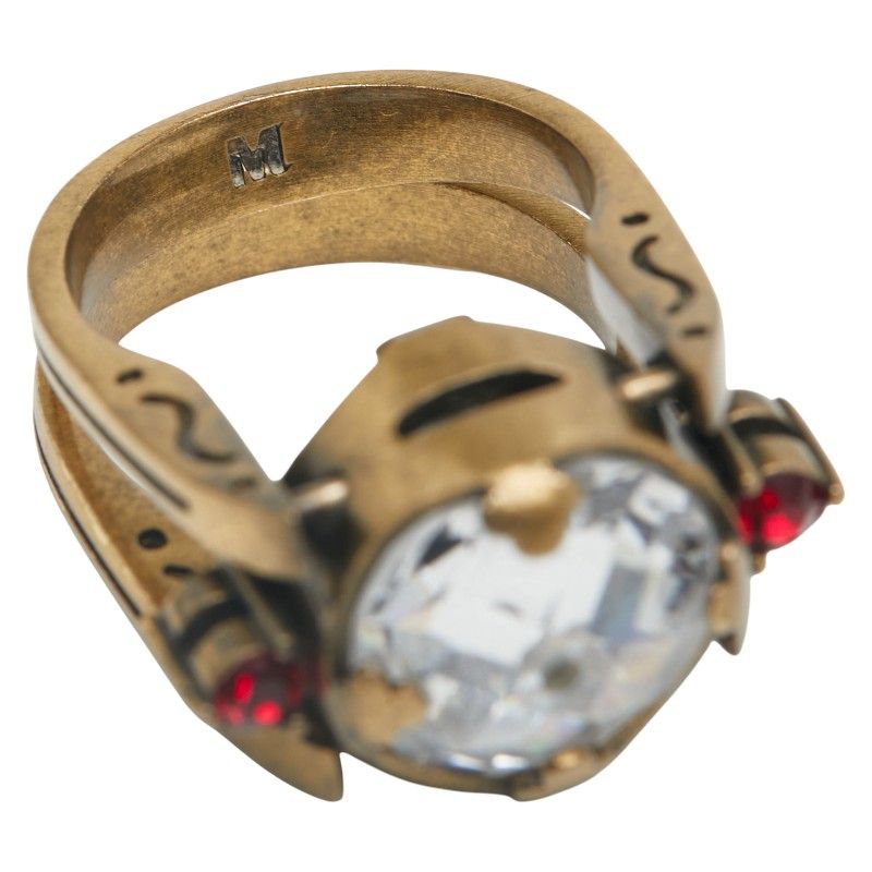 Dior Ring m Gold Red Plated Rhinestone — view 7