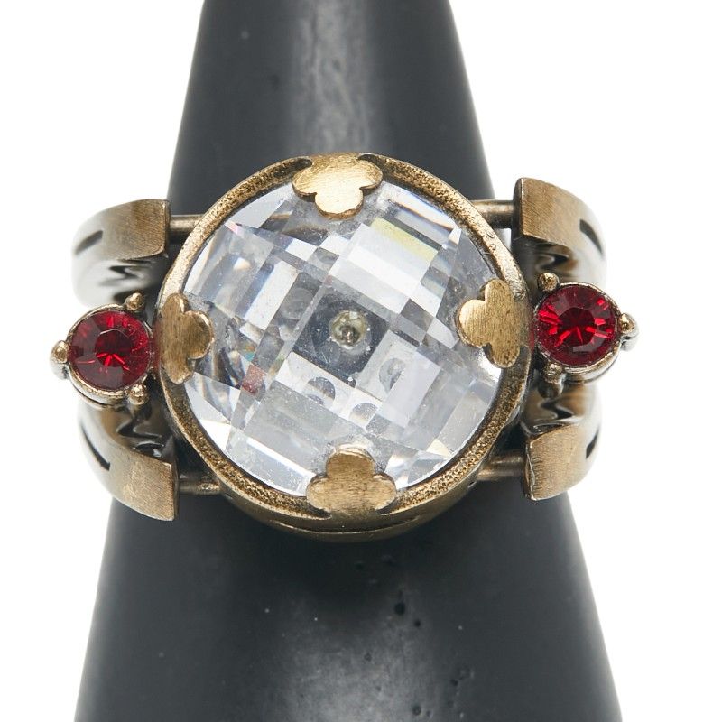 Dior Ring m Gold Red Plated Rhinestone — view 3