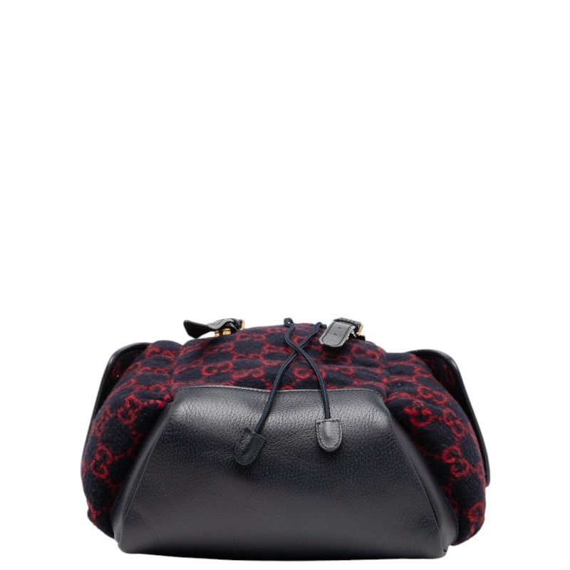 Gucci GG Wool Backpack Navy Red Leather — view 3