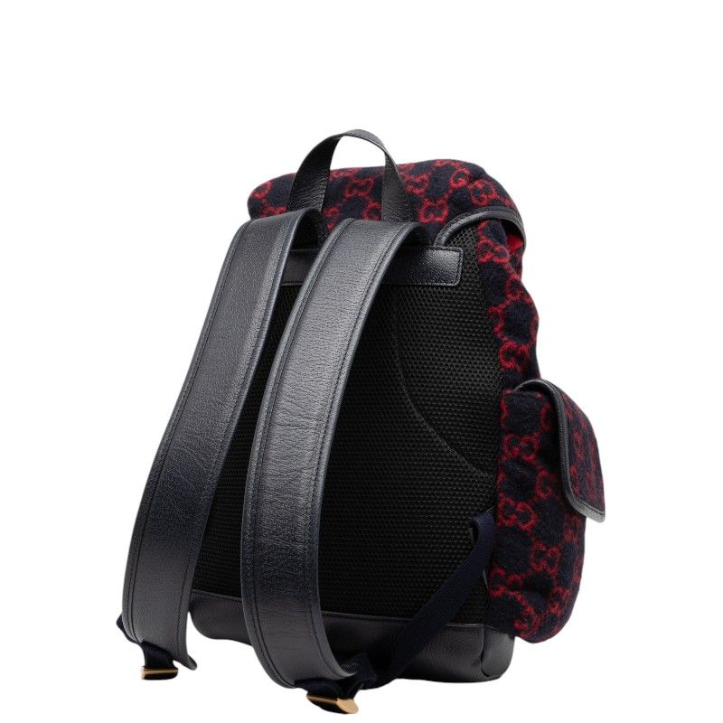 Gucci GG Wool Backpack Navy Red Leather — view 2