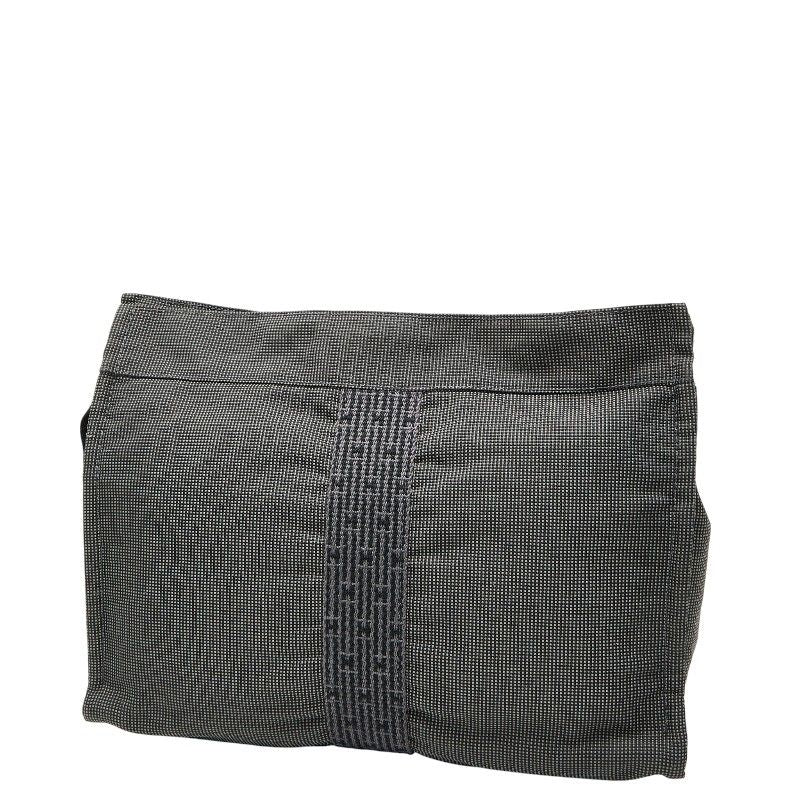Hermes Her Line Clutch Bag Second Grey Black Canvas — view 2