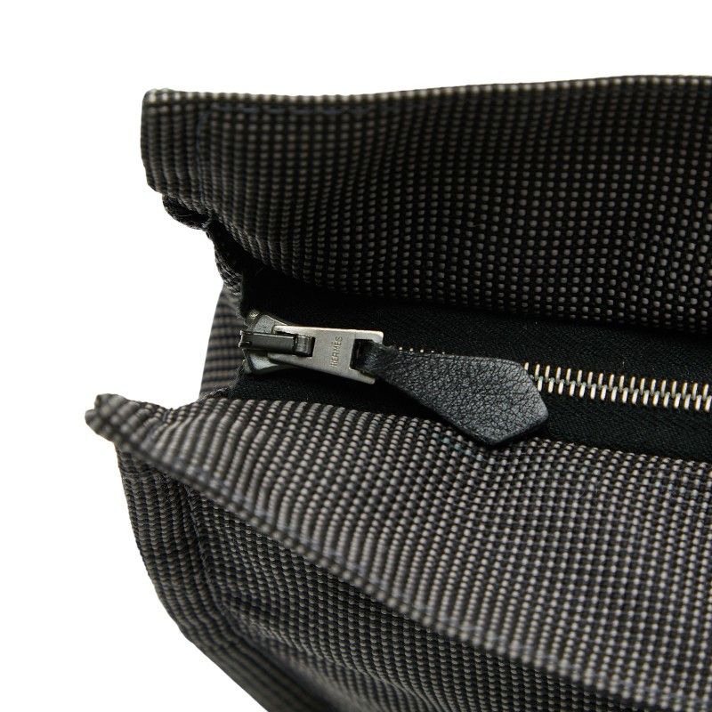 Hermes Her Line Clutch Bag Second Grey Black Canvas — view 9
