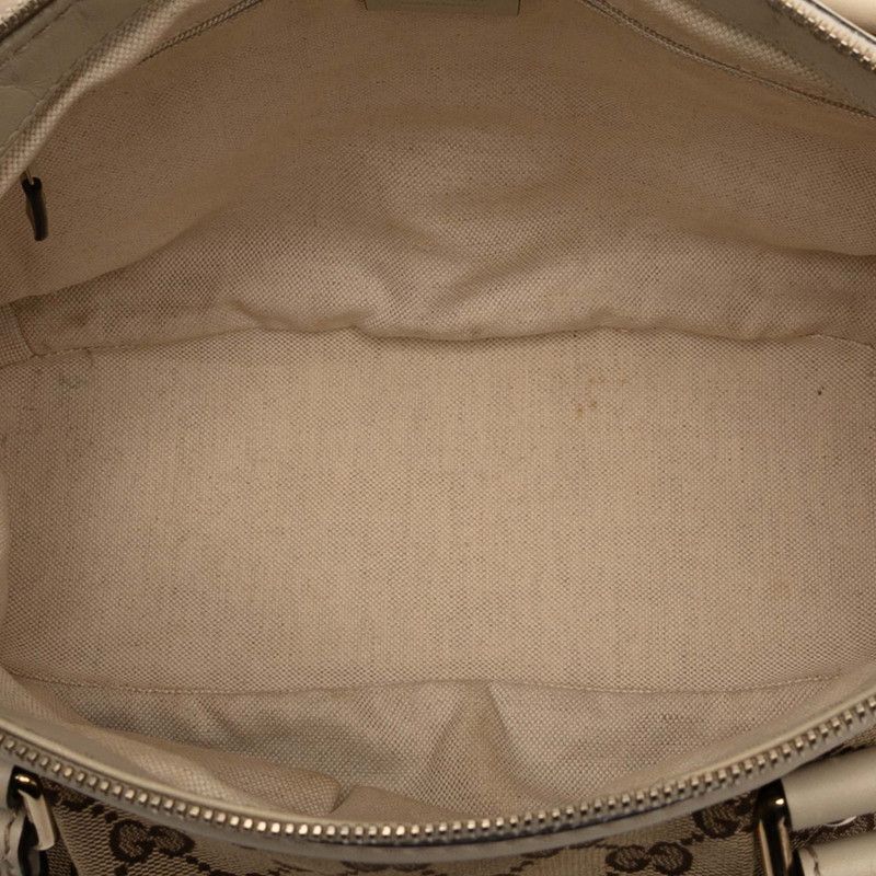 Gucci GG Canvas Shoulder Bag 2way Beige White Leather — view 4