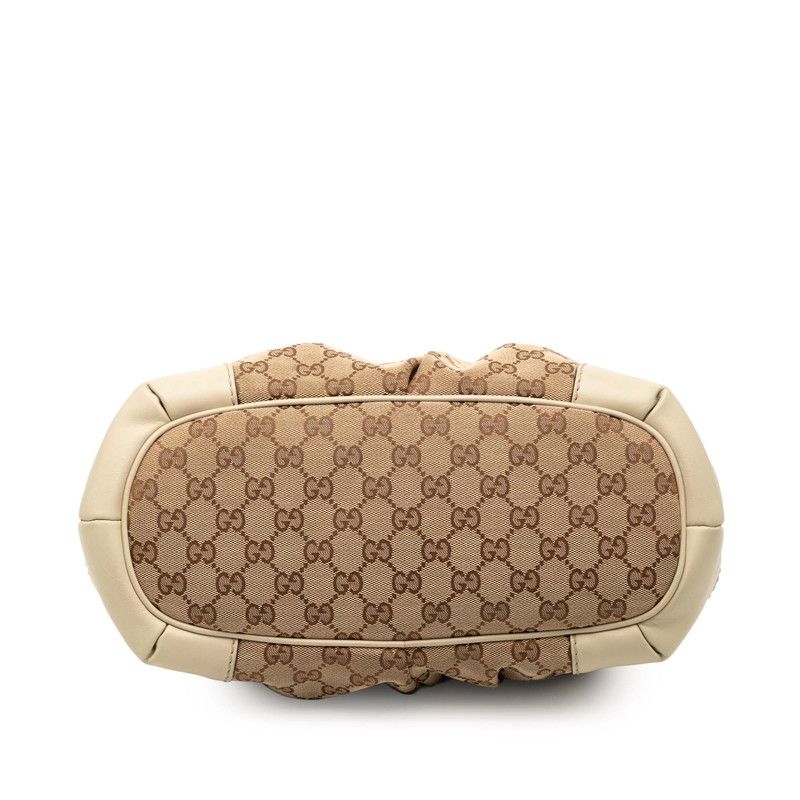 Gucci GG Canvas Shoulder Bag 2way Beige White Leather — view 3