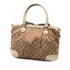 Gucci GG Canvas Shoulder Bag 2way Beige White Leather — view 2