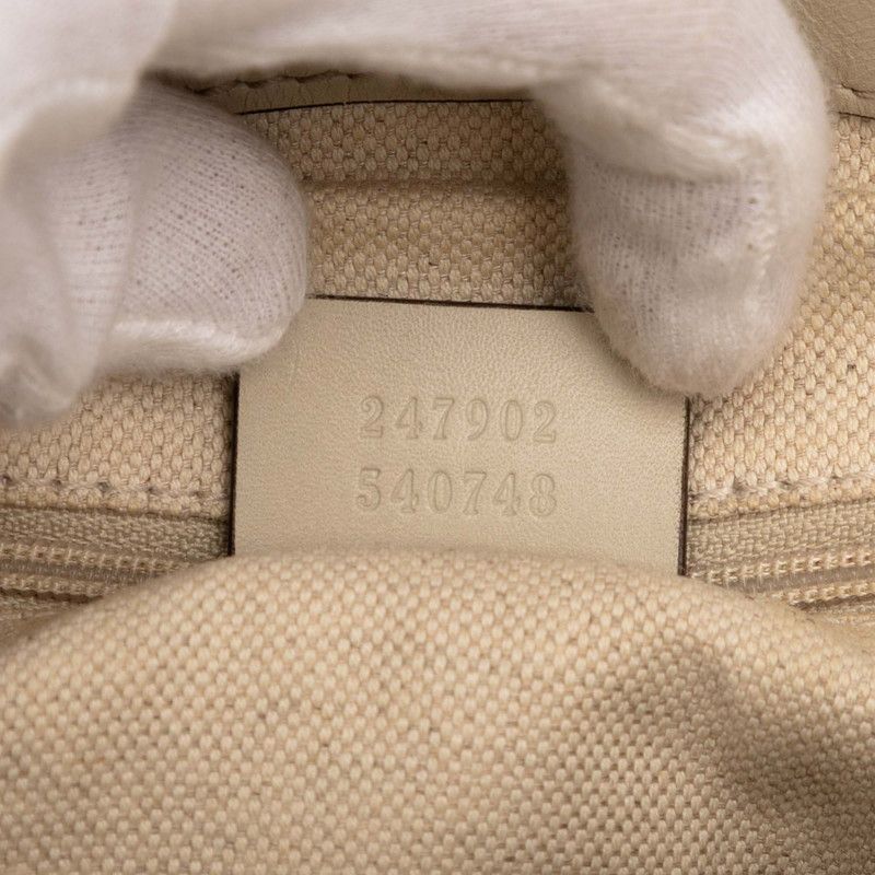 Gucci GG Canvas Shoulder Bag 2way Beige White Leather — view 6