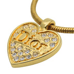 Christian Dior Necklace Metal Rhinestone Gold Heart Logo Plated Accessories — view 4