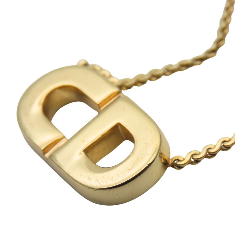 Christian Dior Necklace Metal Gold Logo Plated Accessories Women — view 4
