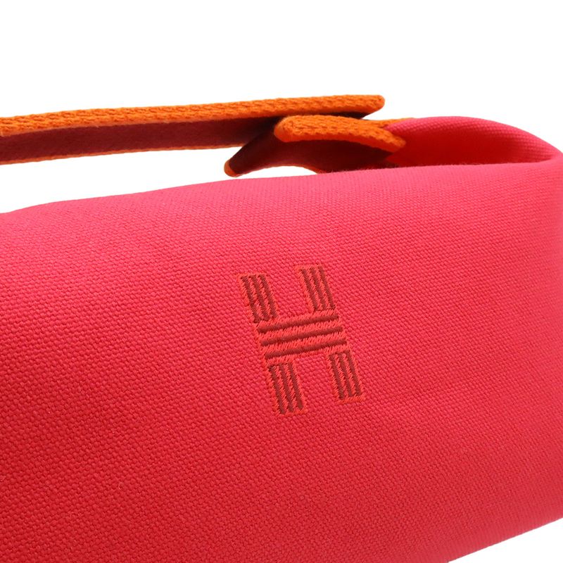 Hermes Brid a Black PM Bath Pouch Cosmetic Handbag Canvas — view 7