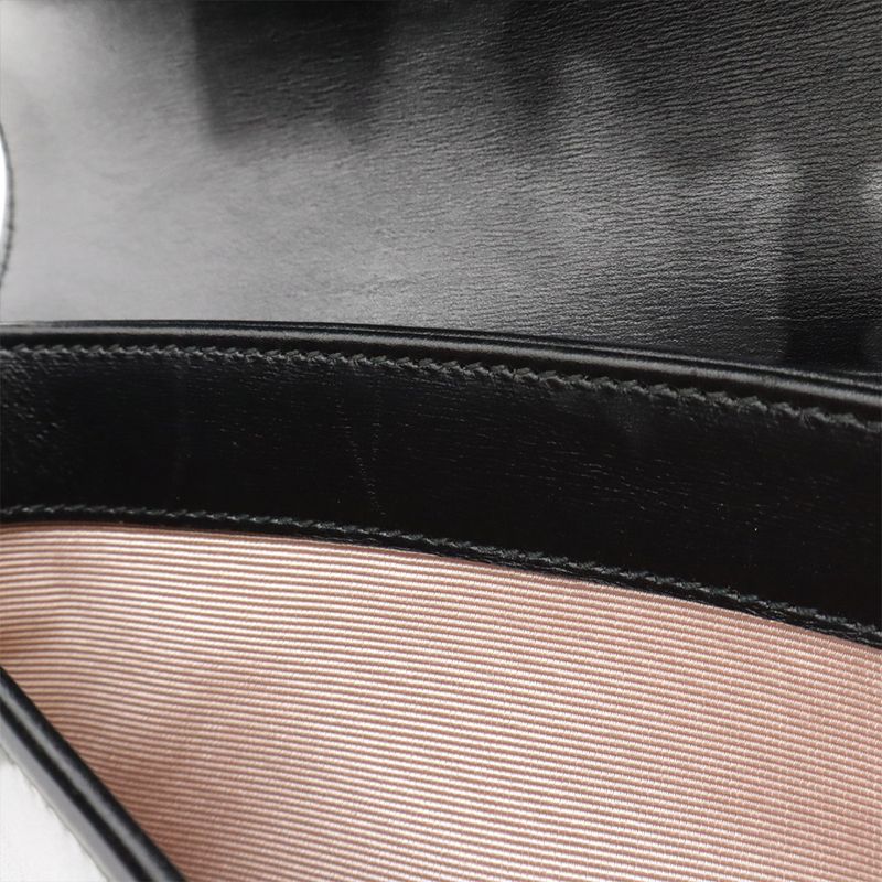 Gucci Ally GG Marmont Shoulder Bag Pochette Leather Black Gold Hardware — view 7