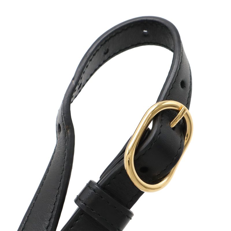 Gucci Ally GG Marmont Shoulder Bag Pochette Leather Black Gold Hardware — view 5