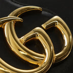 Gucci Ally GG Marmont Shoulder Bag Pochette Leather Black Gold Hardware — view 4