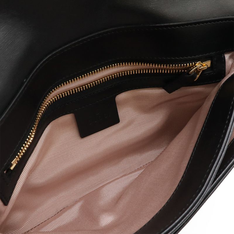 Gucci Ally GG Marmont Shoulder Bag Pochette Leather Black Gold Hardware — view 6