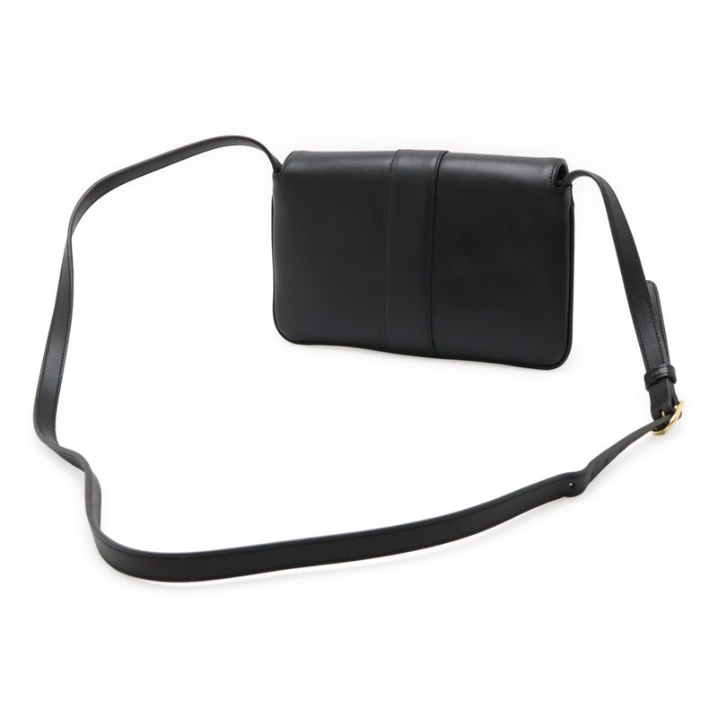 Gucci Ally GG Marmont Shoulder Bag Pochette Leather Black Gold Hardware — view 2