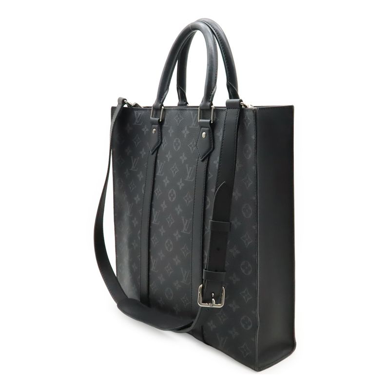 Louis Vuitton Monogram Eclipse Sac Plat Tote Handbag Vertical 2-Way Shoulder Bag — view 2