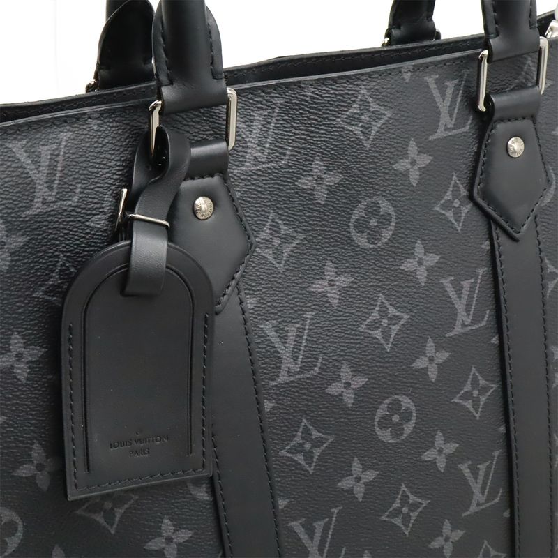 Louis Vuitton Monogram Eclipse Sac Plat Tote Handbag Vertical 2-Way Shoulder Bag — view 9