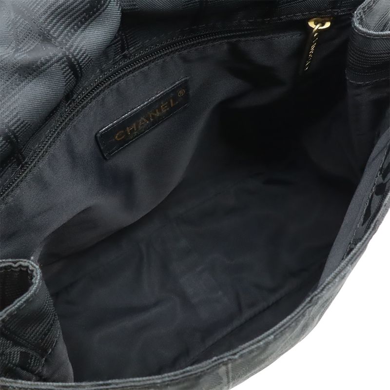 Chanel New Travel Line Shoulder Bag Crossbody Nylon Jacquard Leather Black — view 7