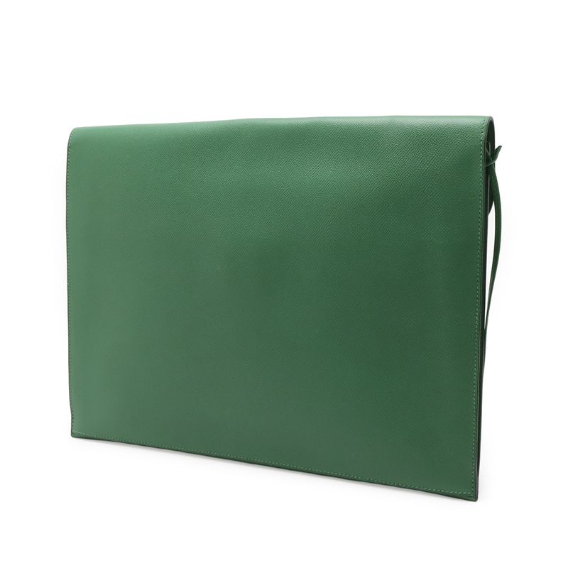 Hermes Kirius Second Bag Clutch Business Courchevel Leather Green — view 2