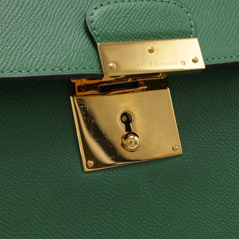 Hermes Kirius Second Bag Clutch Business Courchevel Leather Green — view 4