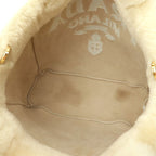 Prada Terry Spugna Logo Tote Bag 2-Way Shoulder Shearling Beige — view 5