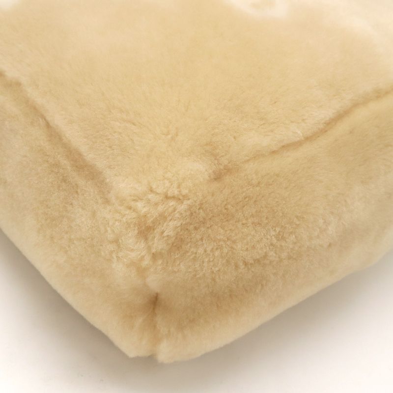 Prada Terry Spugna Logo Tote Bag 2-Way Shoulder Shearling Beige — view 3