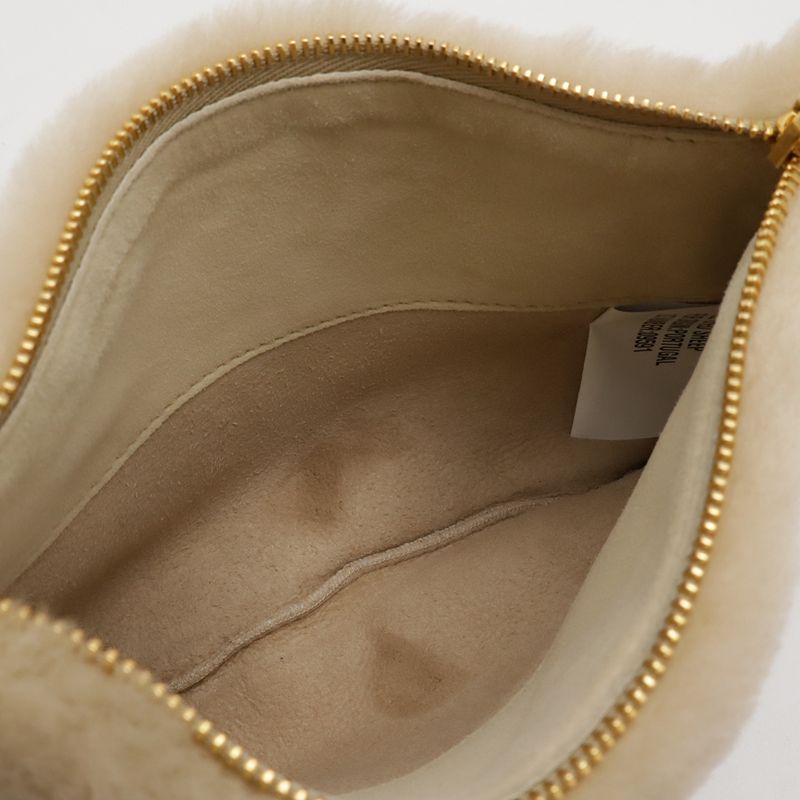Prada Terry Spugna Logo Tote Bag 2-Way Shoulder Shearling Beige — view 7