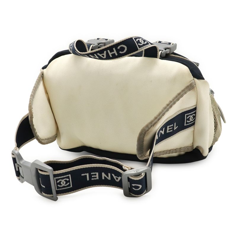 Chanel Sport Line Waist Bag Body 2-Way Handbag Nylon Canvas Ivory — view 2