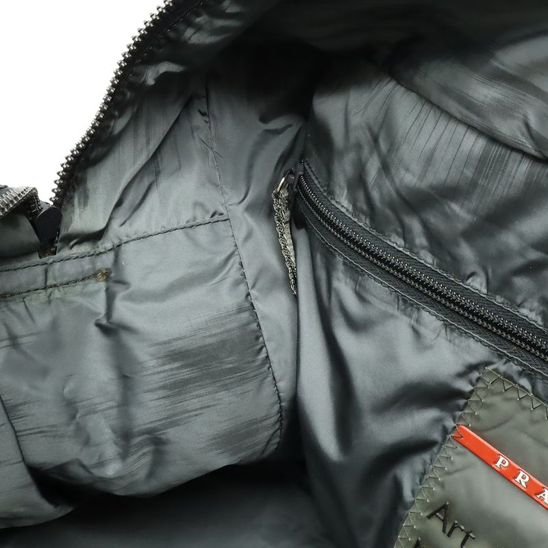 Prada Sport Line Boston Bag Travel Purse Nylon Nero Black Gray 4 V0369 — view 9