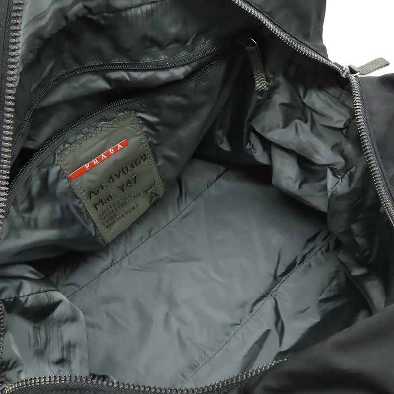 Prada Sport Line Boston Bag Travel Purse Nylon Nero Black Gray 4 V0369 — view 8