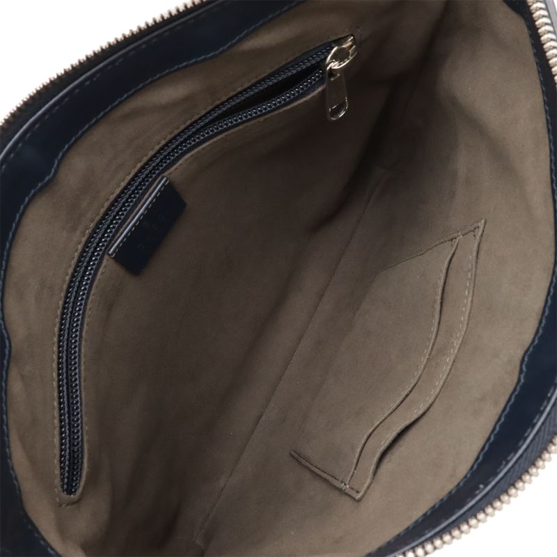 Gucci Guccissima Messenger Bag Shoulder Crossbody Leather Navy Silver Hardware — view 6