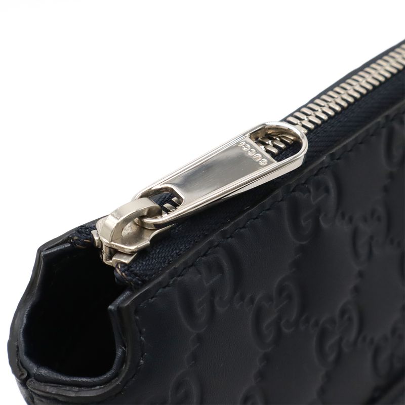 Gucci Guccissima Messenger Bag Shoulder Crossbody Leather Navy Silver Hardware — view 4