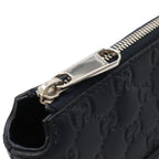 Gucci Guccissima Messenger Bag Shoulder Crossbody Leather Navy Silver Hardware — view 4