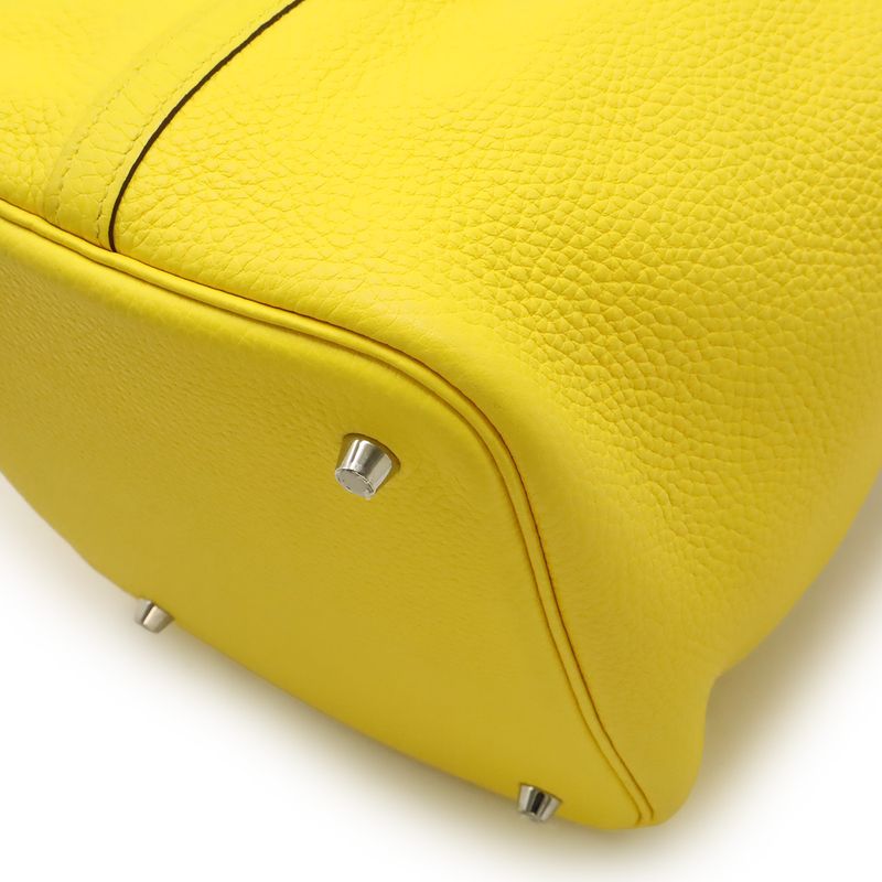 Hermes Picotin Lock MM Tote Taurillon Clemence Leather Lime Yellow — view 4