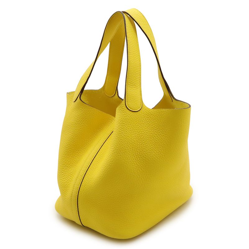 Hermes Picotin Lock MM Tote Taurillon Clemence Leather Lime Yellow — view 2