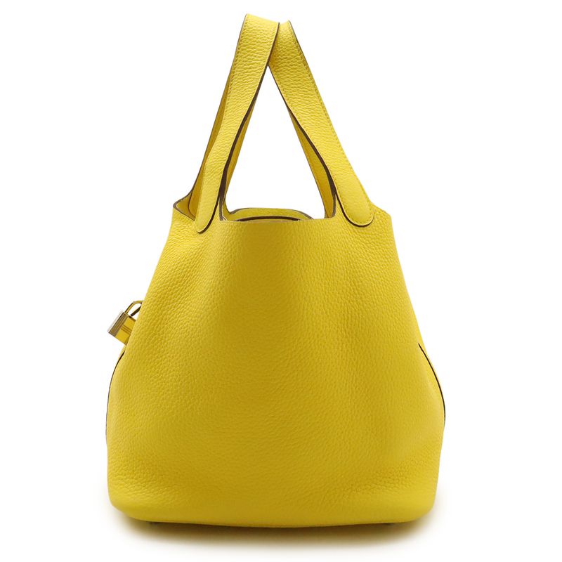Hermes Picotin Lock MM Tote Taurillon Clemence Leather Lime Yellow — view 3