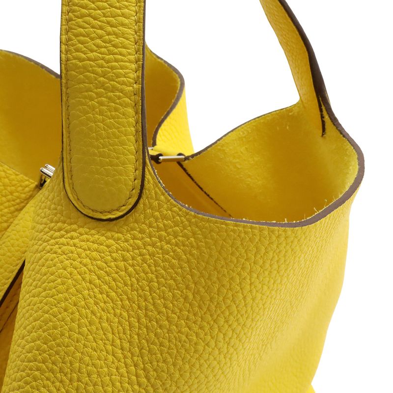 Hermes Picotin Lock MM Tote Taurillon Clemence Leather Lime Yellow — view 5