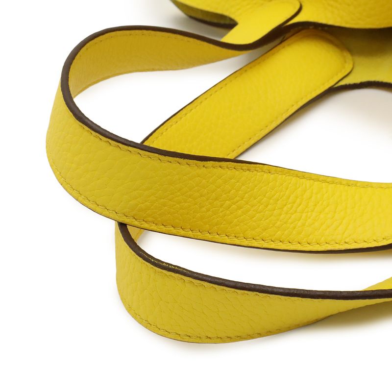 Hermes Picotin Lock MM Tote Taurillon Clemence Leather Lime Yellow — view 6