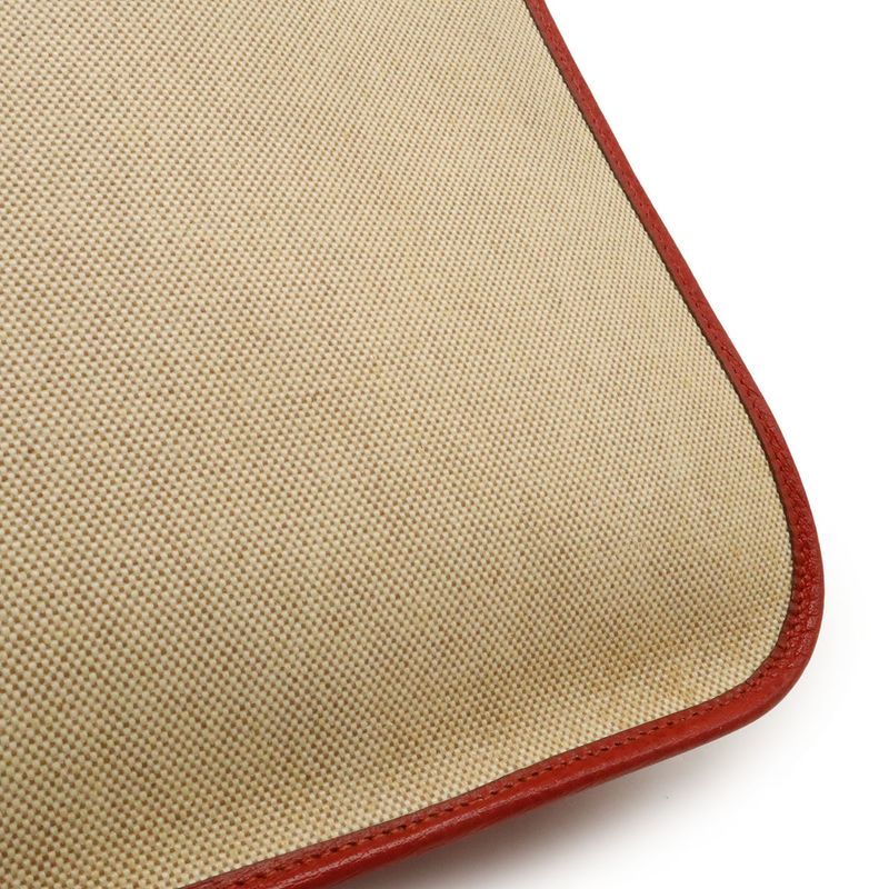 Hermes Vespa PM Shoulder Toile Ash Leather Beige Red Gold Hardware — view 8