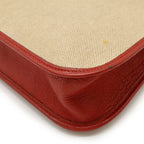 Hermes Vespa PM Shoulder Toile Ash Leather Beige Red Gold Hardware — view 4