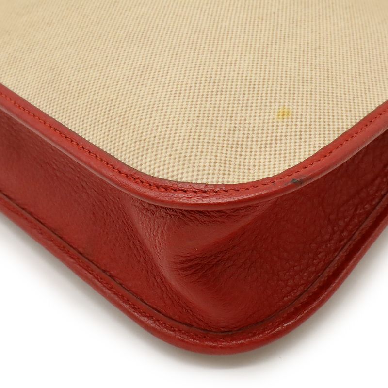 Hermes Vespa PM Shoulder Toile Ash Leather Beige Red Gold Hardware — view 4