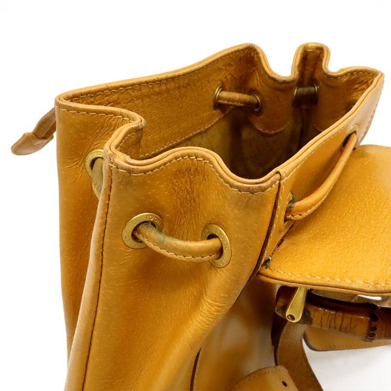 Gucci Bamboo Backpack Shoulder Bag Leather Beige Light Brown 003 — view 7