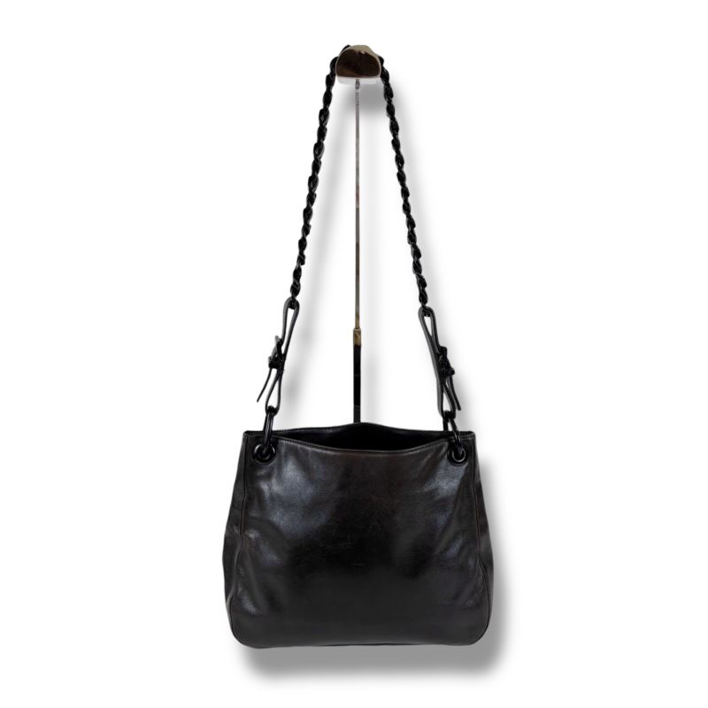 Prada Chain Shoulder Bag Black Leather Hobo Soho Plastic — view 2