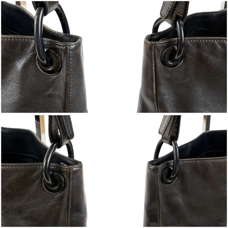 Prada Chain Shoulder Bag Black Leather Hobo Soho Plastic — view 4