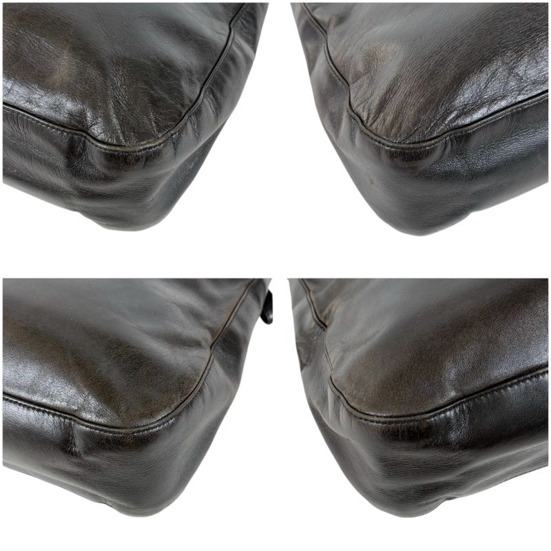 Prada Chain Shoulder Bag Black Leather Hobo Soho Plastic — view 5