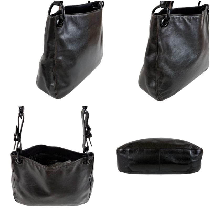 Prada Chain Shoulder Bag Black Leather Hobo Soho Plastic — view 3