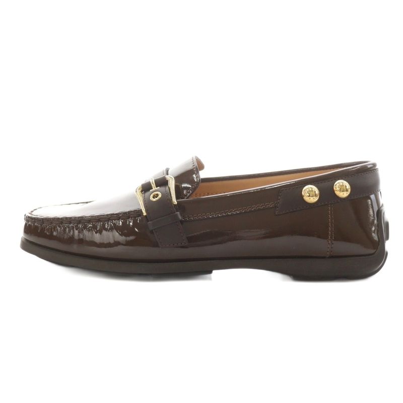 Louis Vuitton Driving Shoes Loafers Moccasins Gold Hardware Buckle Design — view 2