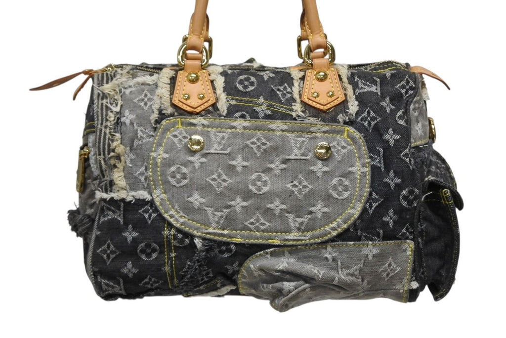 Louis Vuitton Speedy 30 Boston Bag Patchwork Monogram Denim Black — view 3