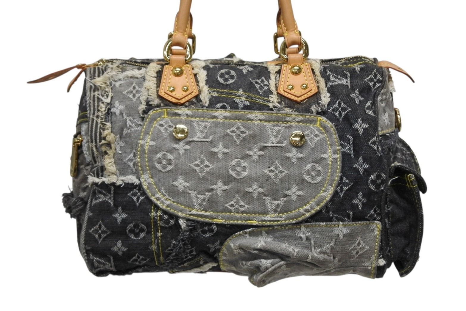 Louis Vuitton Speedy 30 Boston Bag Patchwork Monogram Denim Black — view 3