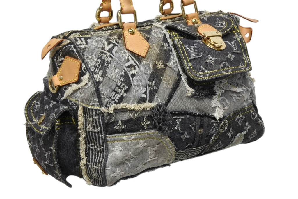 Louis Vuitton Speedy 30 Boston Bag Patchwork Monogram Denim Black — view 4